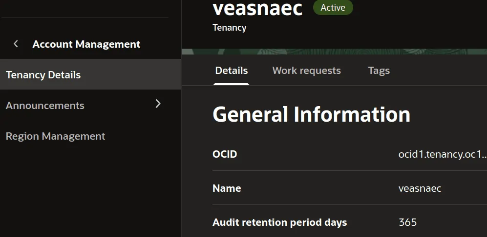 Account Tenancy Detail