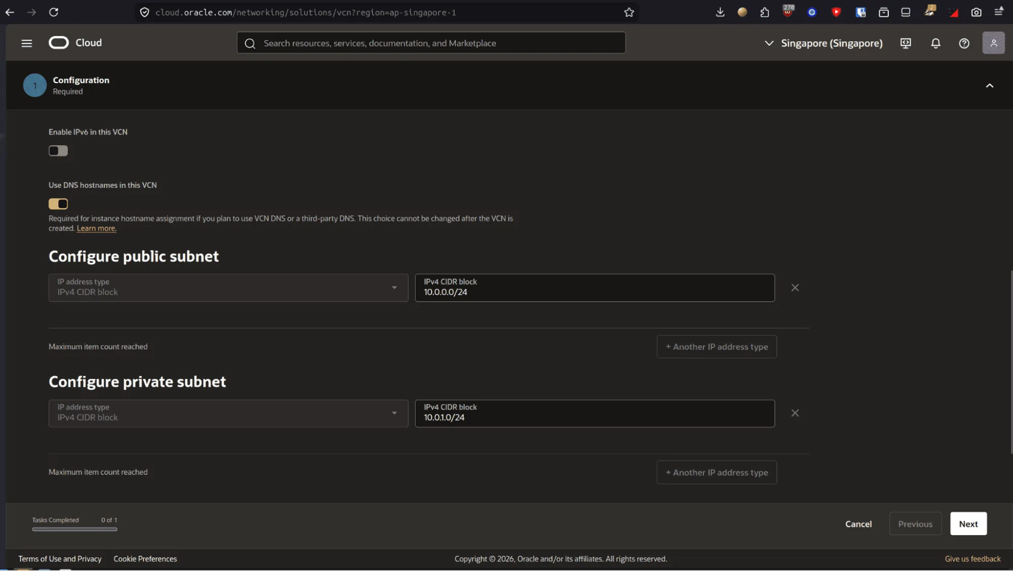 Public and Private Subnet CIDR