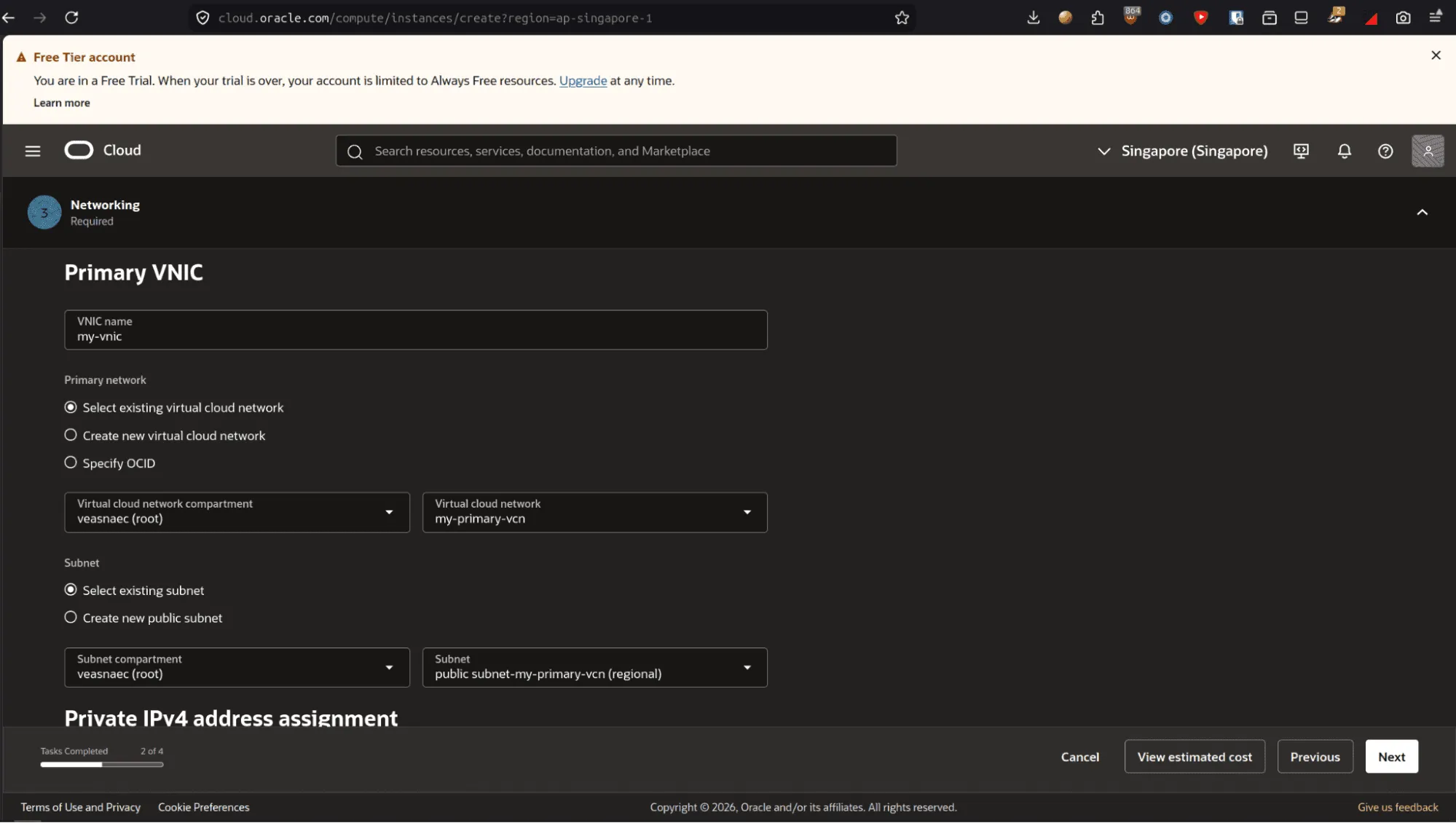 Configure VCN