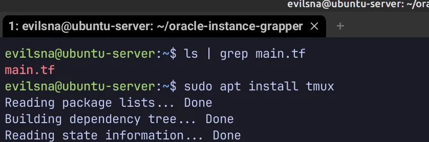 List files and Install Tmux