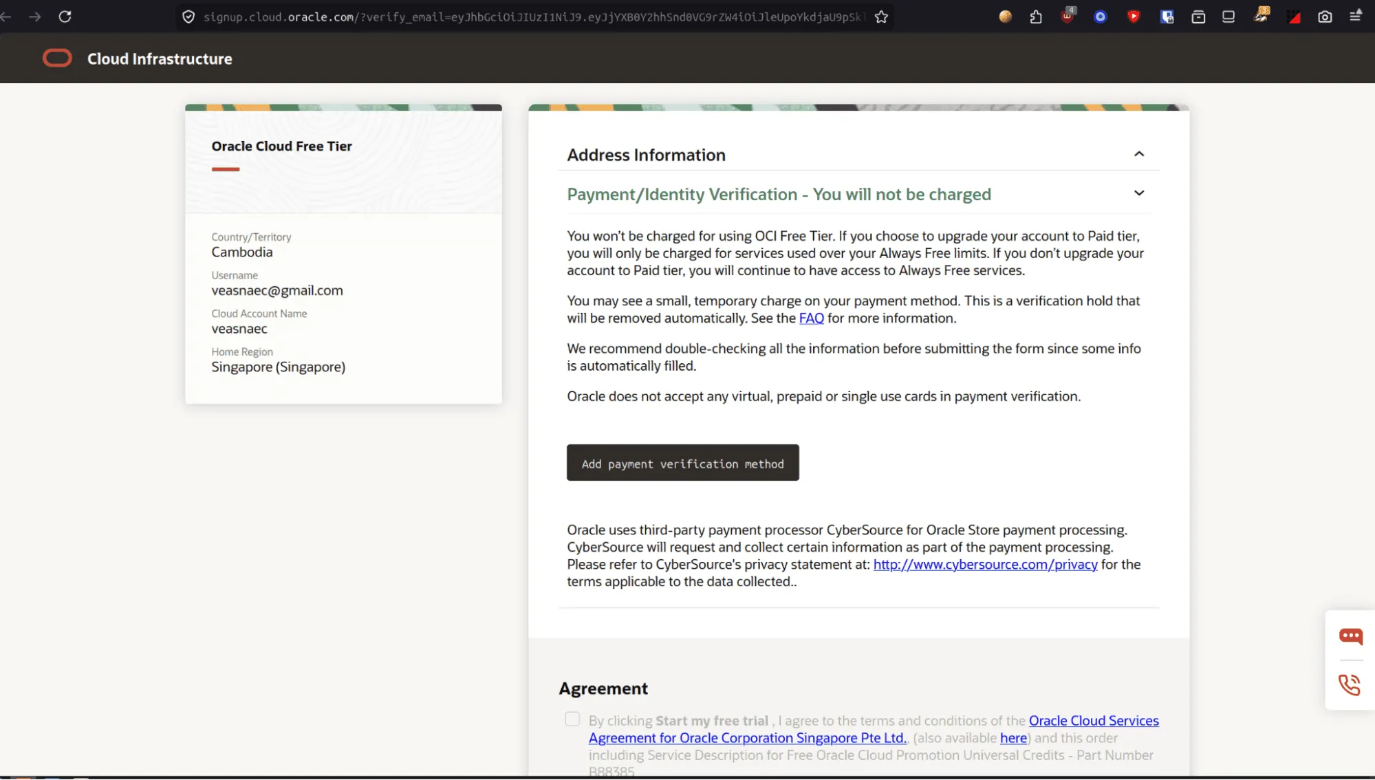 Add Payment Method to Verify